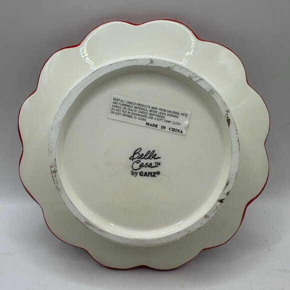 Red & White Bella Casa By Ganz Decorative Plate With Scroll Design - Picture 2 of 3